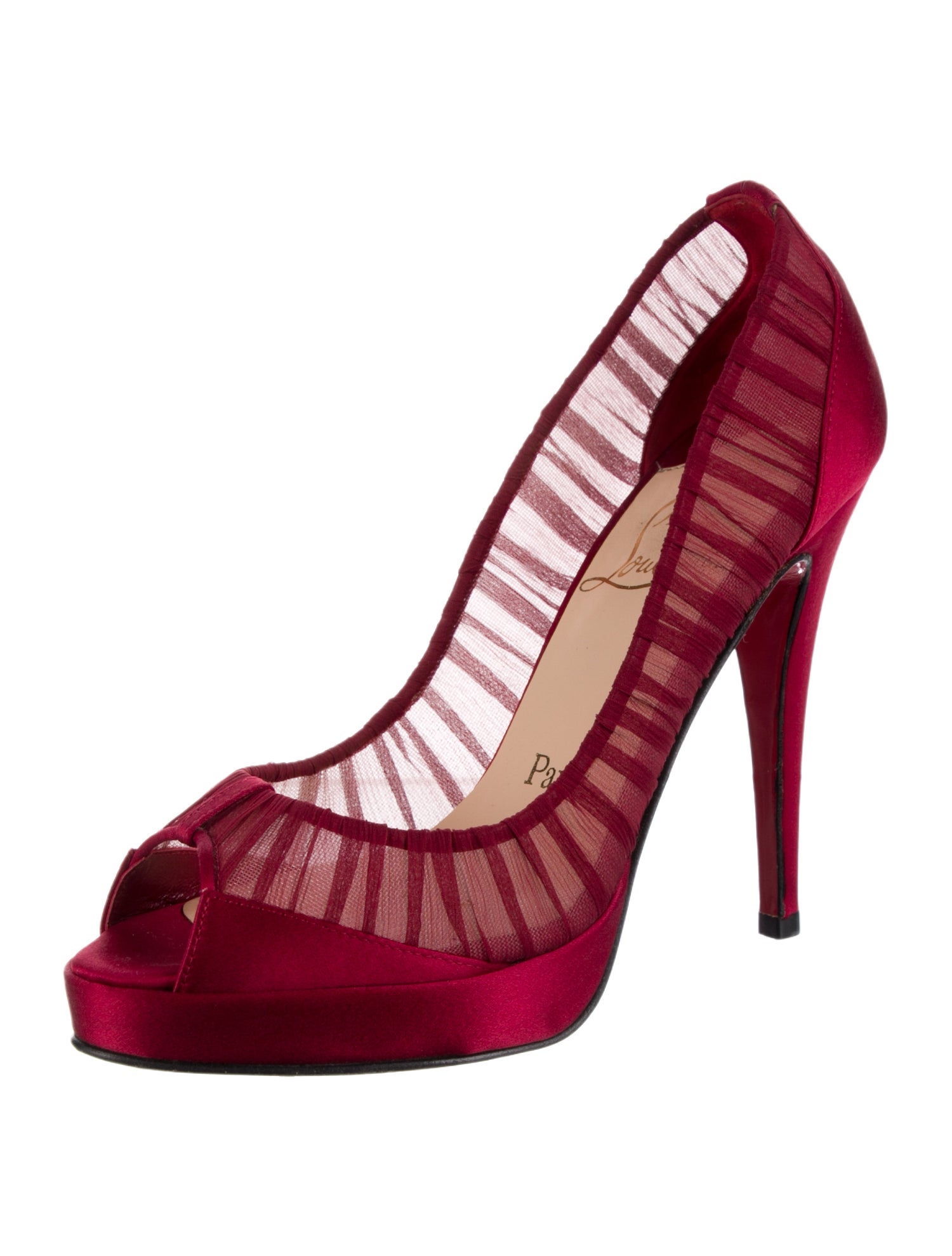 Christian Louboutin Satin Cutout Accent Pumps
