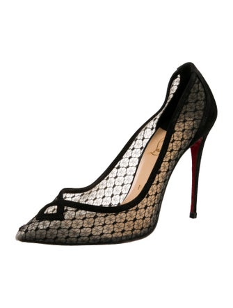 Christian Louboutin Suede Lace Pattern Pumps