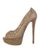 Christian Louboutin Leather Mesh Accents Pumps