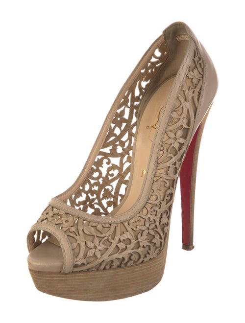 Christian Louboutin Leather Mesh Accents Pumps