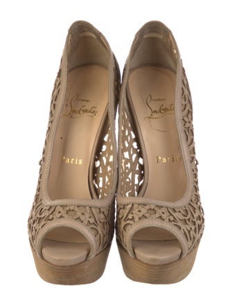 Christian Louboutin Leather Mesh Accents Pumps