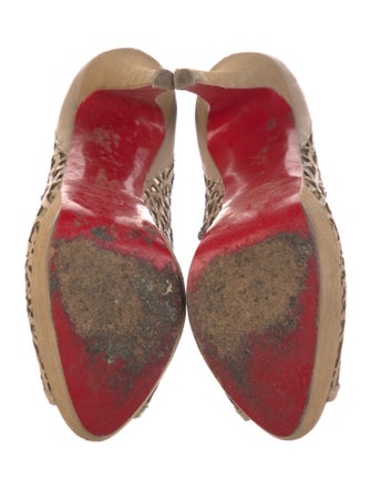 Christian Louboutin Leather Mesh Accents Pumps