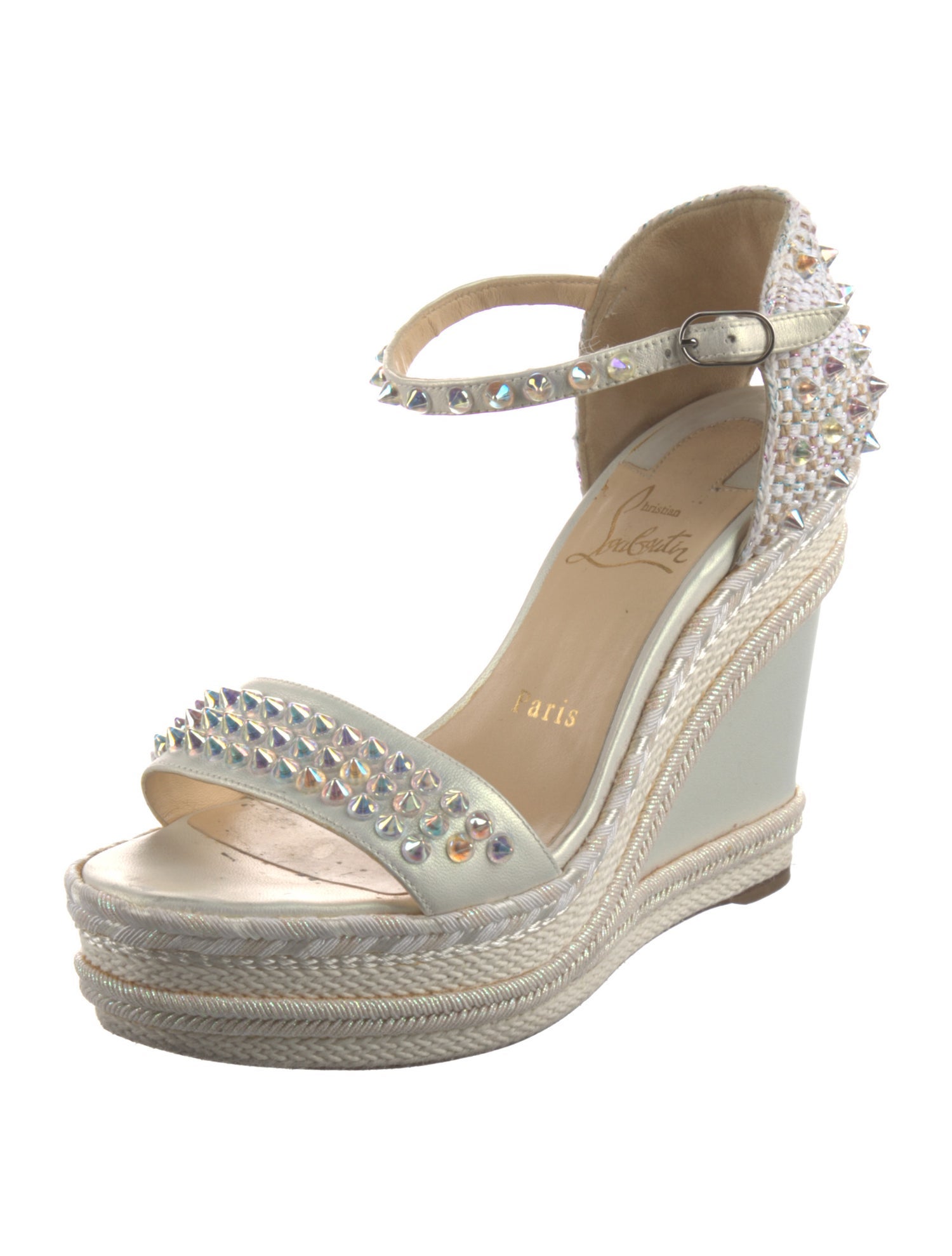 Christian Louboutin Spike Accents Leather Espadrilles