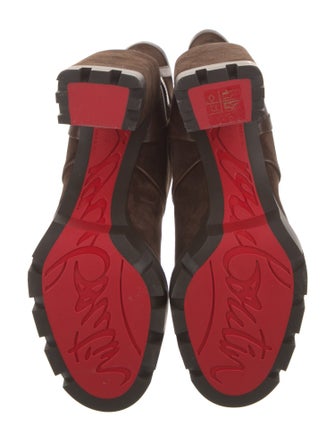 Christian Louboutin Suede Leather Trim Embellishment Combat Boots