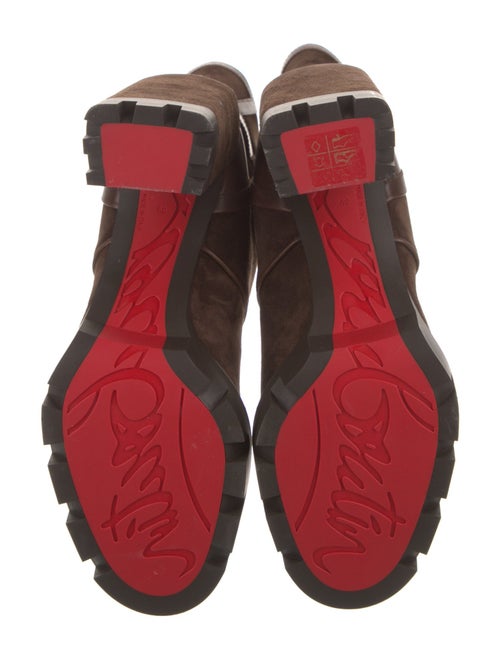 Christian Louboutin Suede Leather Trim Embellishment Combat Boots