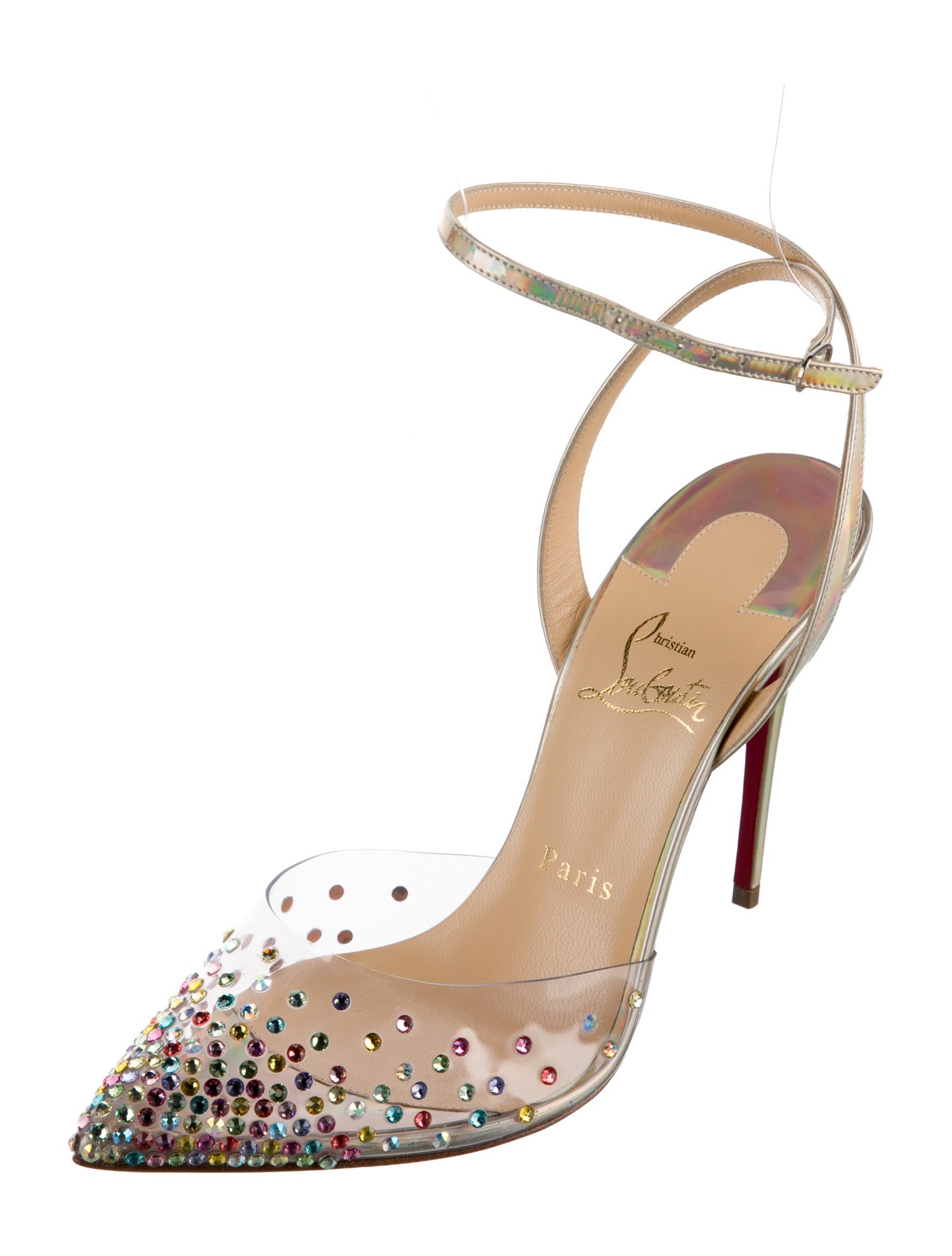 Christian Louboutin Spikaqueen 100 PVC Slingback Pumps