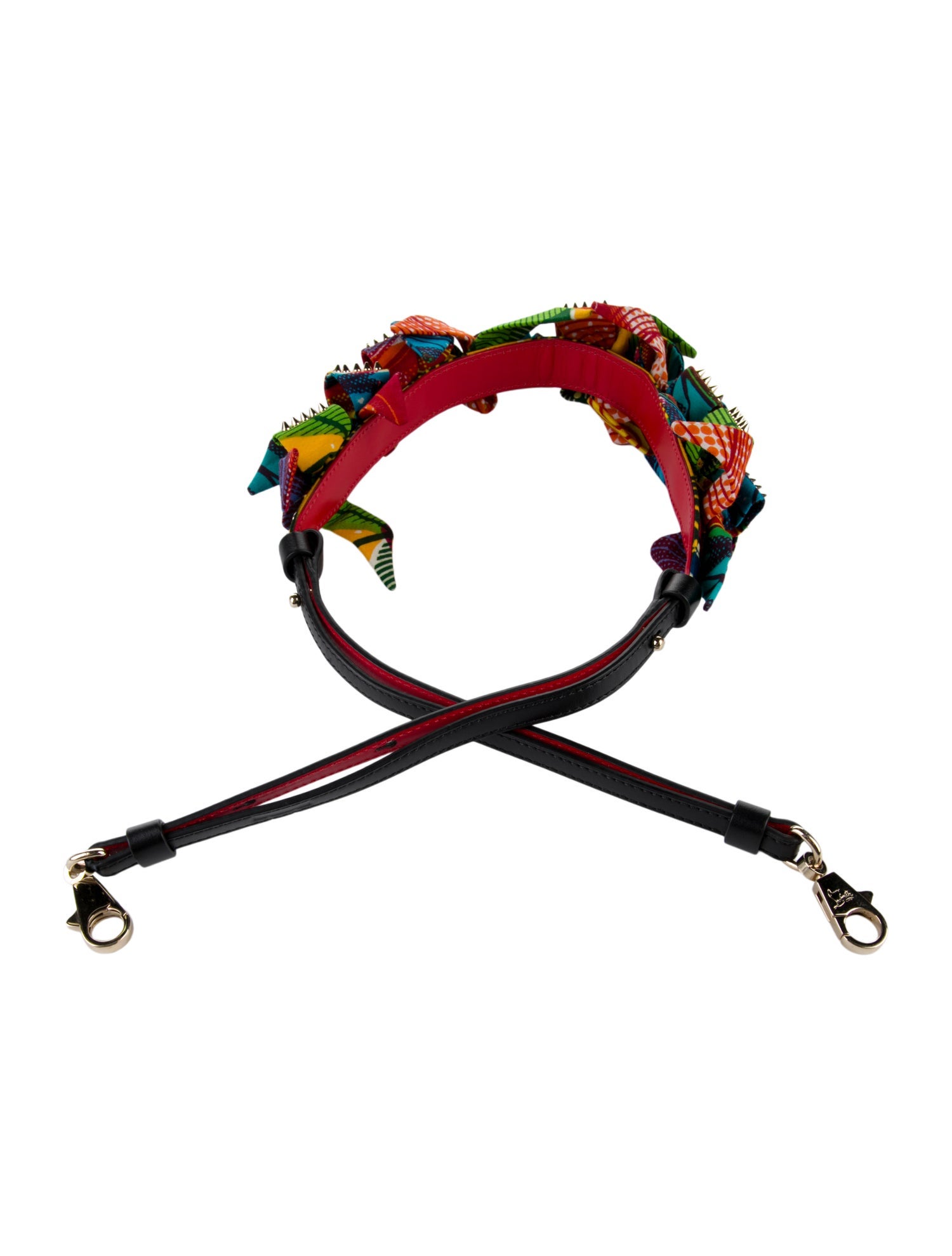 Christian Louboutin Leather Bag Strap With Fabric Print.