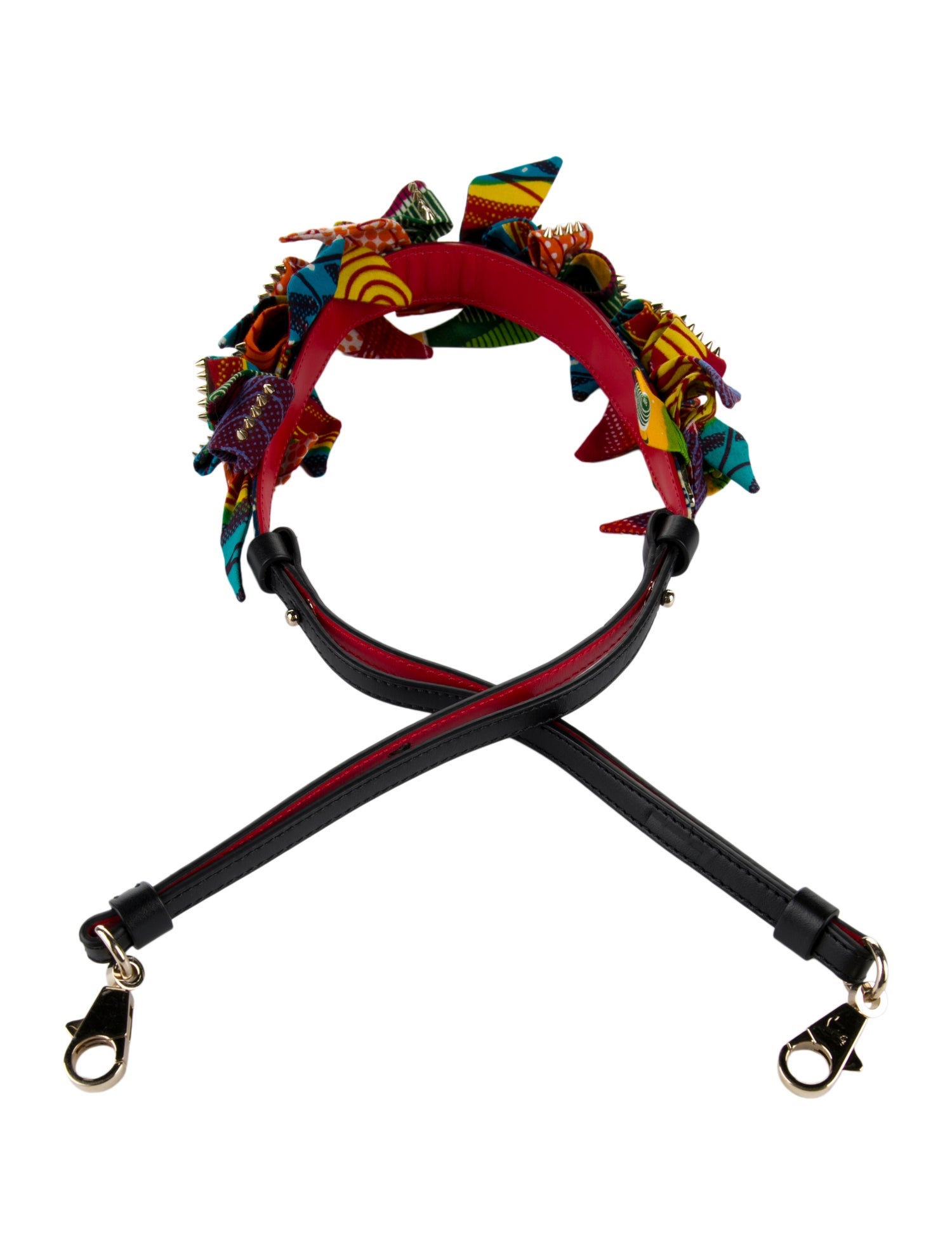Christian Louboutin Leather Bag Strap With Fabric Print.