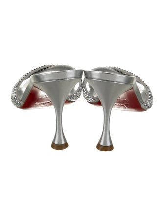 Christian Louboutin Leather Crystal Embellishments Slides
