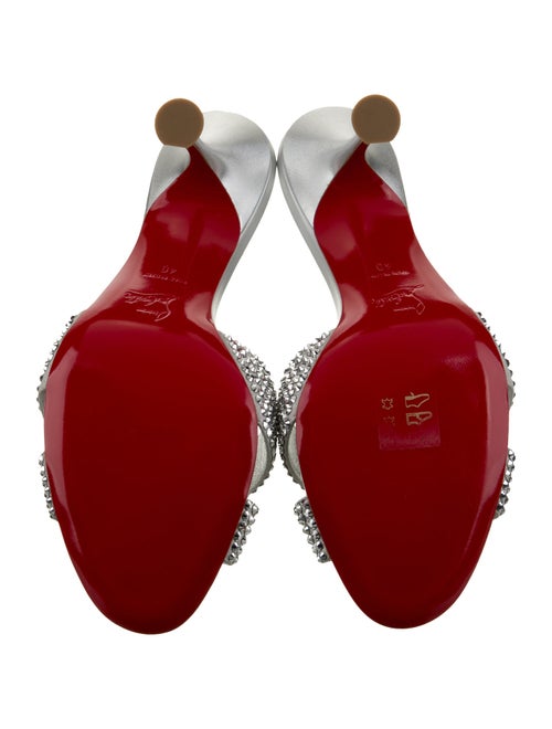 Christian Louboutin Leather Crystal Embellishments Slides