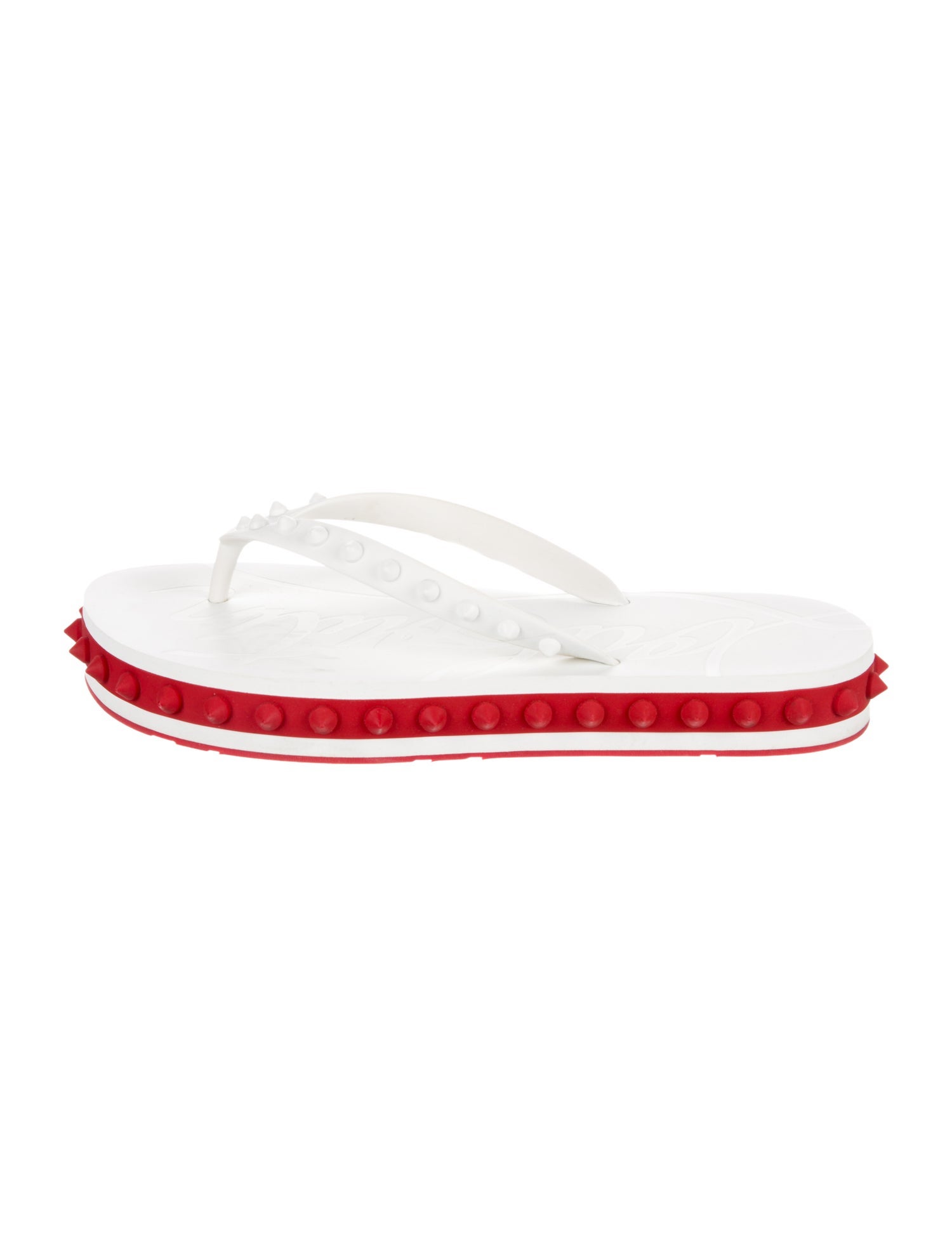 Christian Louboutin Spike Accents Rubber Flip Flops