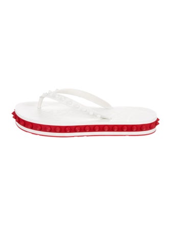 Christian Louboutin Spike Accents Rubber Flip Flops