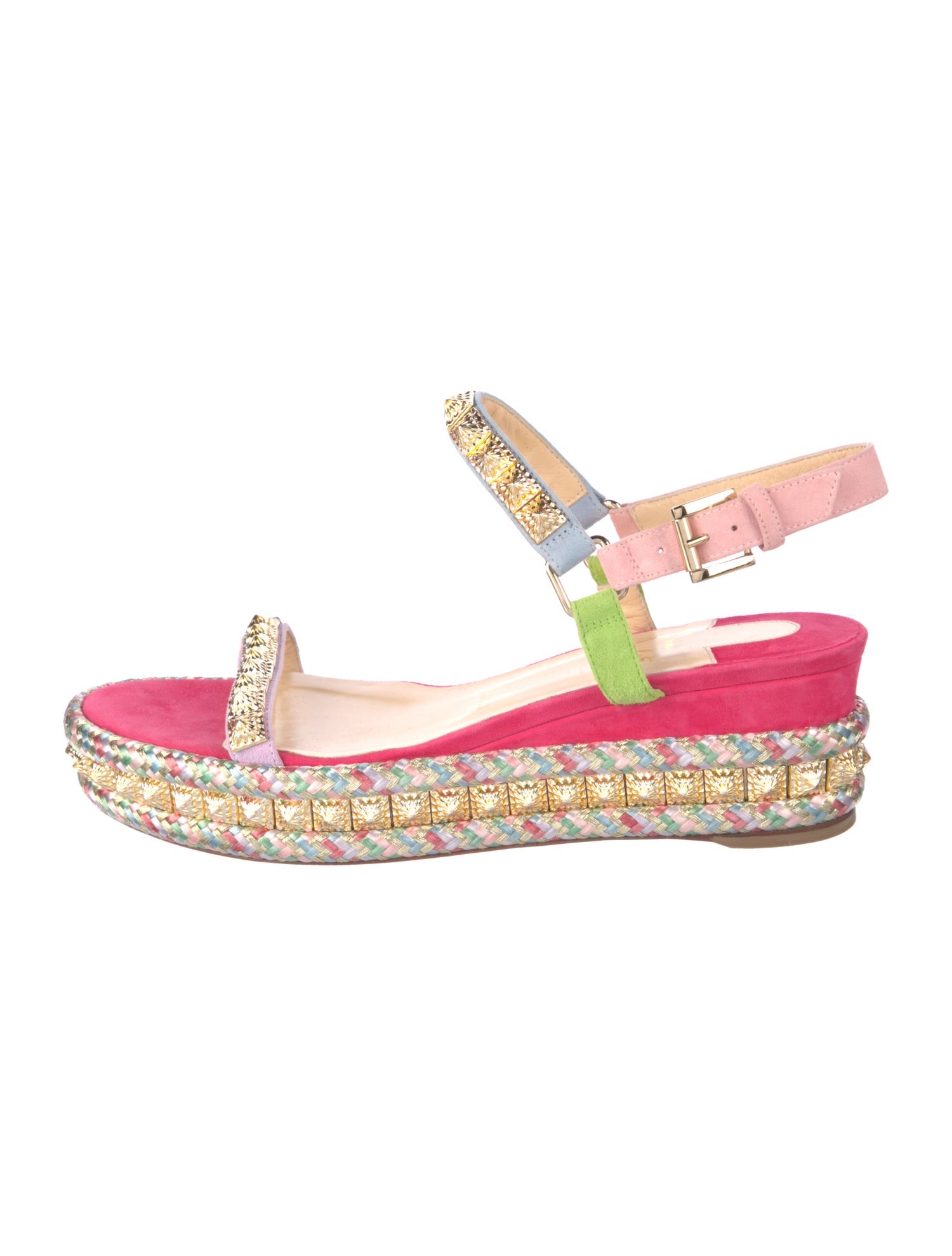 Christian Louboutin Suede Colorblock Pattern Espadrilles