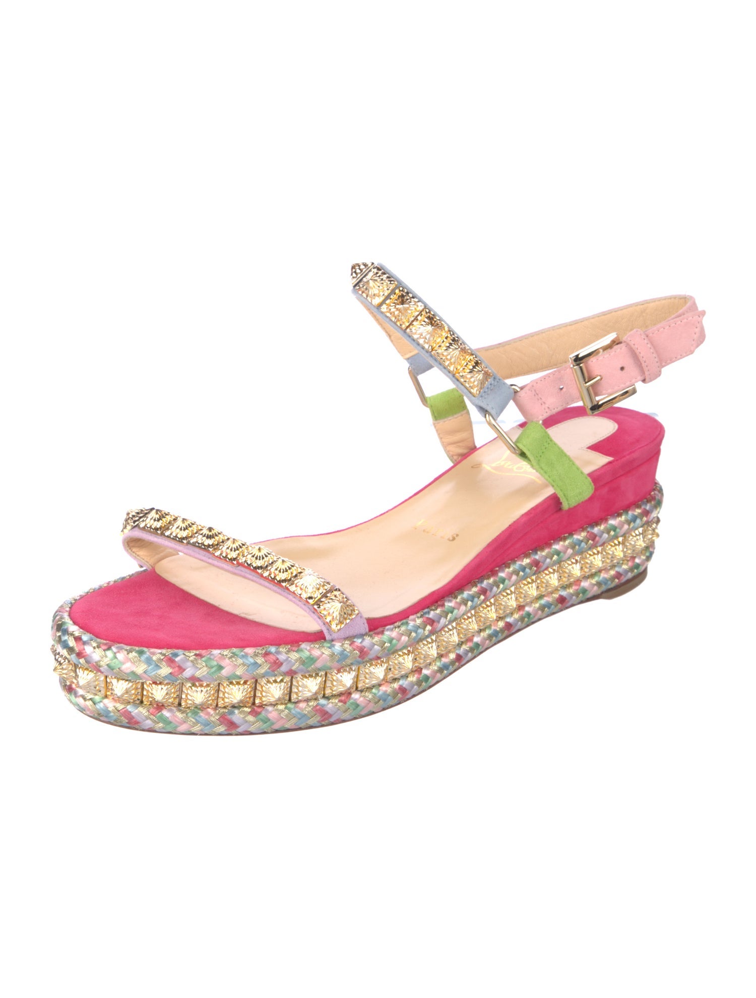 Christian Louboutin Suede Colorblock Pattern Espadrilles