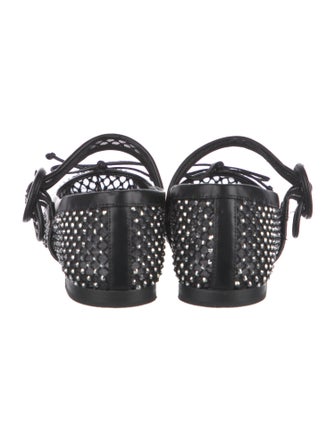 Christian Louboutin Mesh Bow Accents Mary Jane Flats