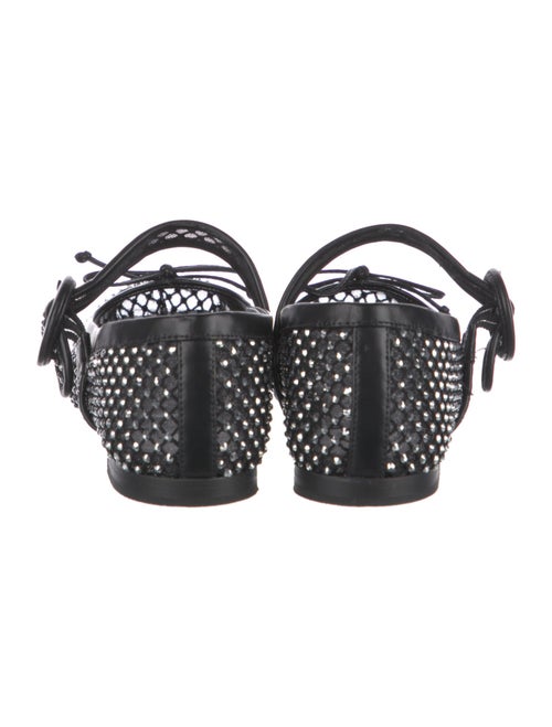 Christian Louboutin Mesh Bow Accents Mary Jane Flats