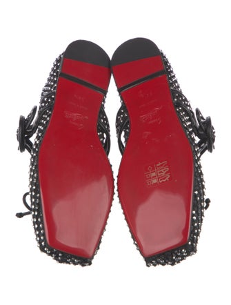Christian Louboutin Mesh Bow Accents Mary Jane Flats