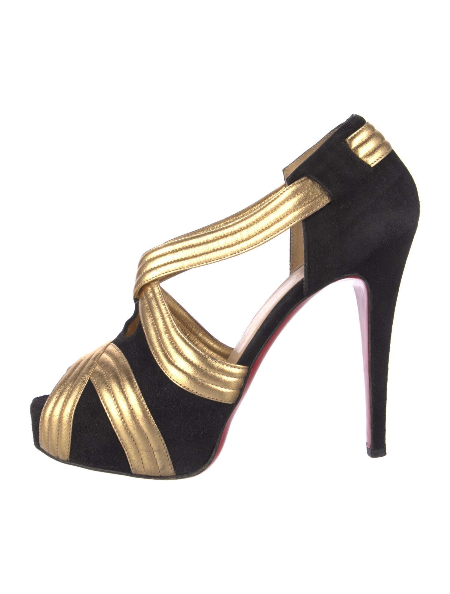 Christian Louboutin Suede Colorblock Pattern Pumps