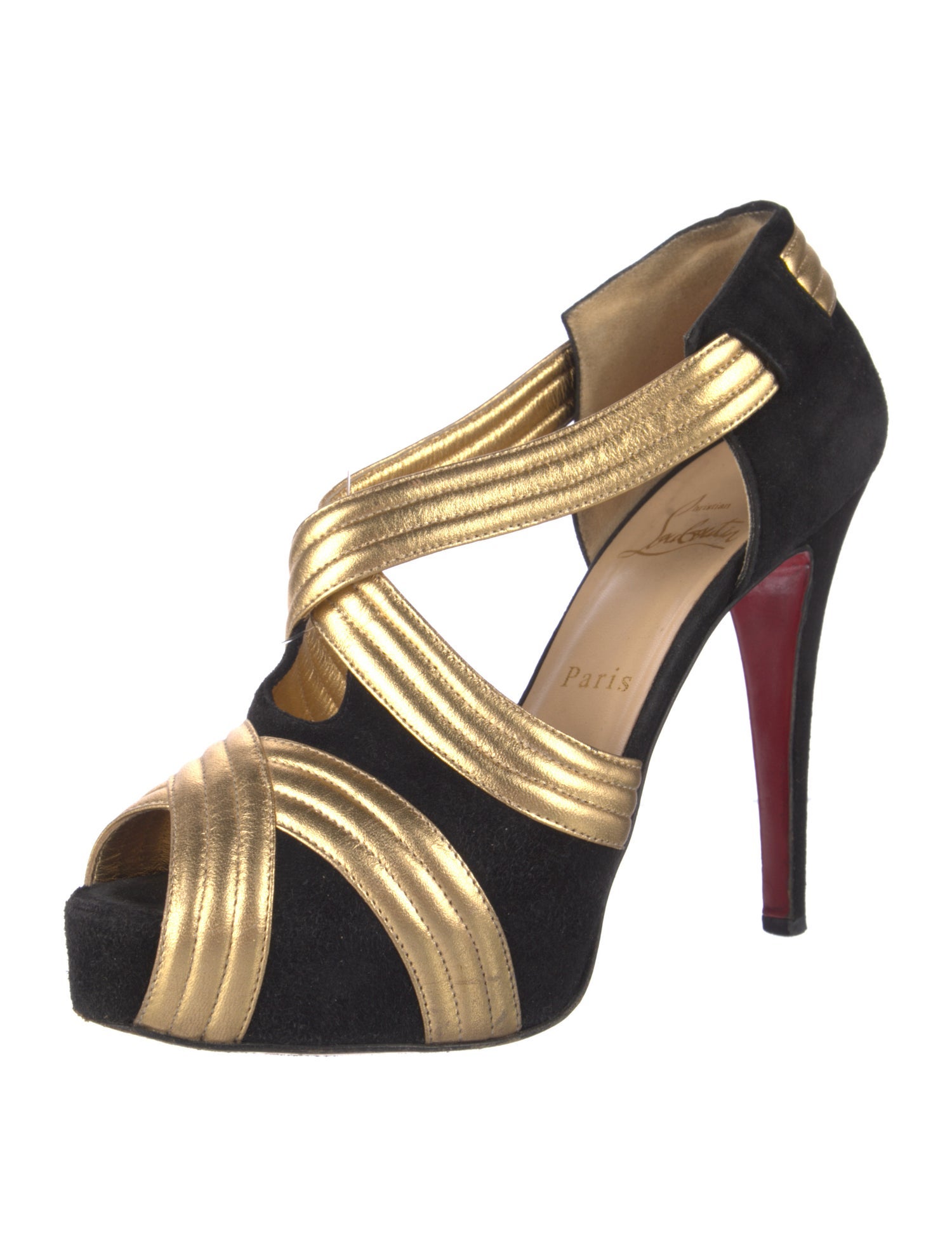 Christian Louboutin Suede Colorblock Pattern Pumps