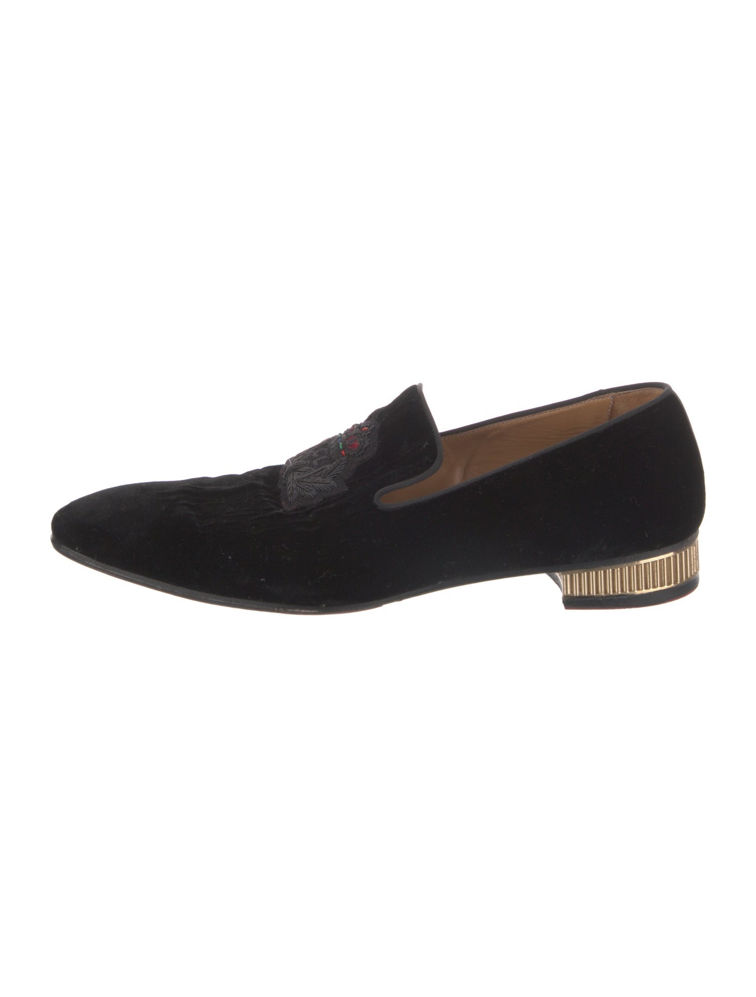 Christian Louboutin Velvet Embroidered Accent Loafers