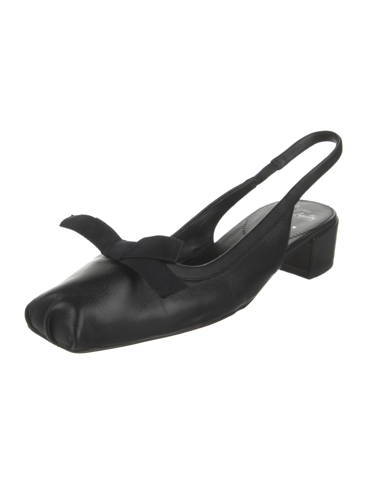 Christian Louboutin Leather Bow Accents Slingback Pumps