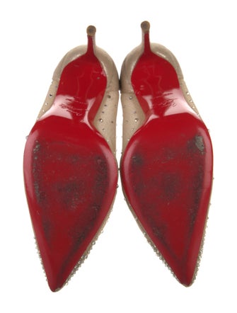 Christian Louboutin Mesh Crystal Embellishments Pumps