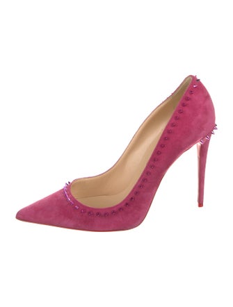 Christian Louboutin Spike Accents Suede Pumps