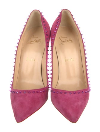Christian Louboutin Spike Accents Suede Pumps