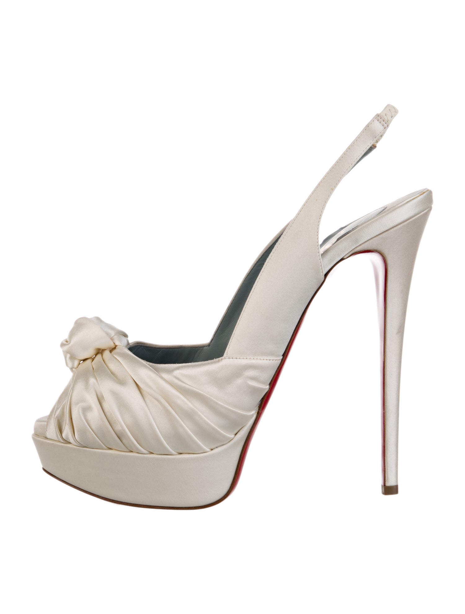 Christian Louboutin Satin Ruffle Embellishment Slingback Pumps w/ Tags