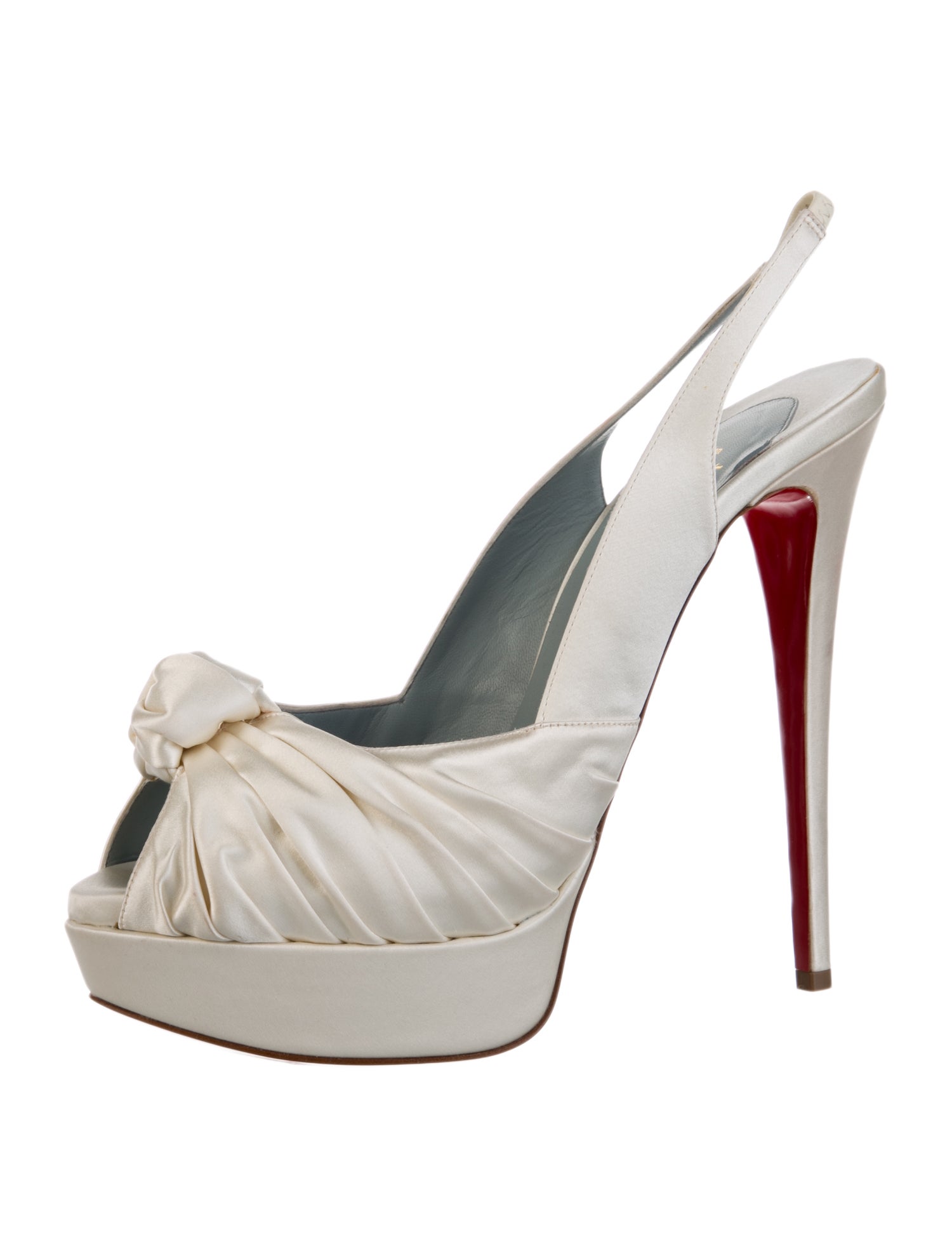 Christian Louboutin Satin Ruffle Embellishment Slingback Pumps w/ Tags