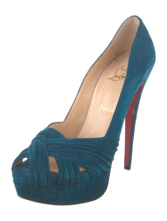 Christian Louboutin Suede Ruffle Embellishment Pumps