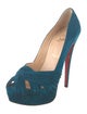 Christian Louboutin Suede Ruffle Embellishment Pumps