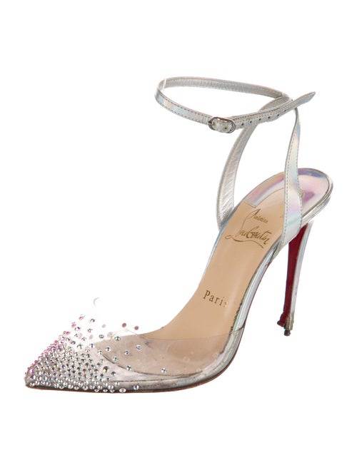 Christian Louboutin Leather Crystal Embellishments Slingback Pumps