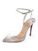 Christian Louboutin Leather Crystal Embellishments Slingback Pumps