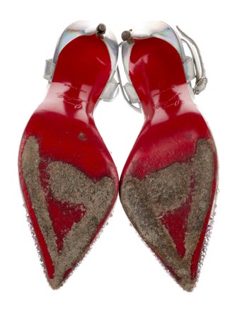 Christian Louboutin Leather Crystal Embellishments Slingback Pumps