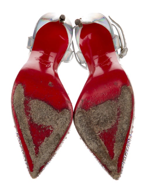Christian Louboutin Leather Crystal Embellishments Slingback Pumps