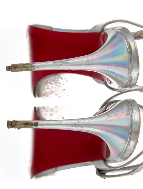 Christian Louboutin Leather Crystal Embellishments Slingback Pumps