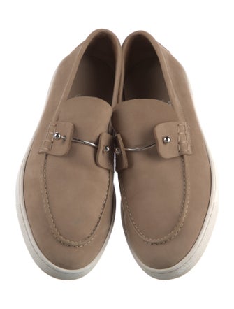 Christian Louboutin Suede Chain-Link Accents Loafers