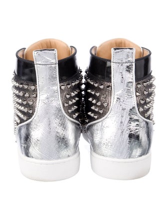 Christian Louboutin Spike Accents Colorblock Pattern Sneakers