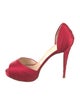 Christian Louboutin Satin Ruffle Embellishment D'Orsay Pumps