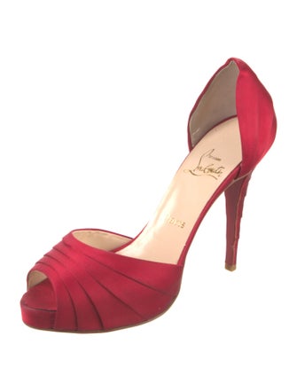 Christian Louboutin Satin Ruffle Embellishment D'Orsay Pumps