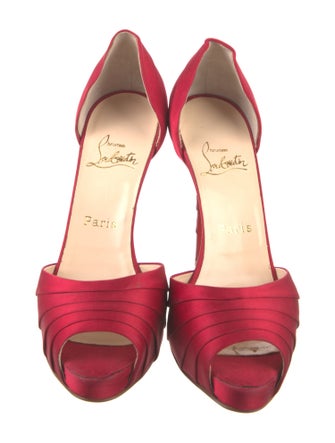 Christian Louboutin Satin Ruffle Embellishment D'Orsay Pumps