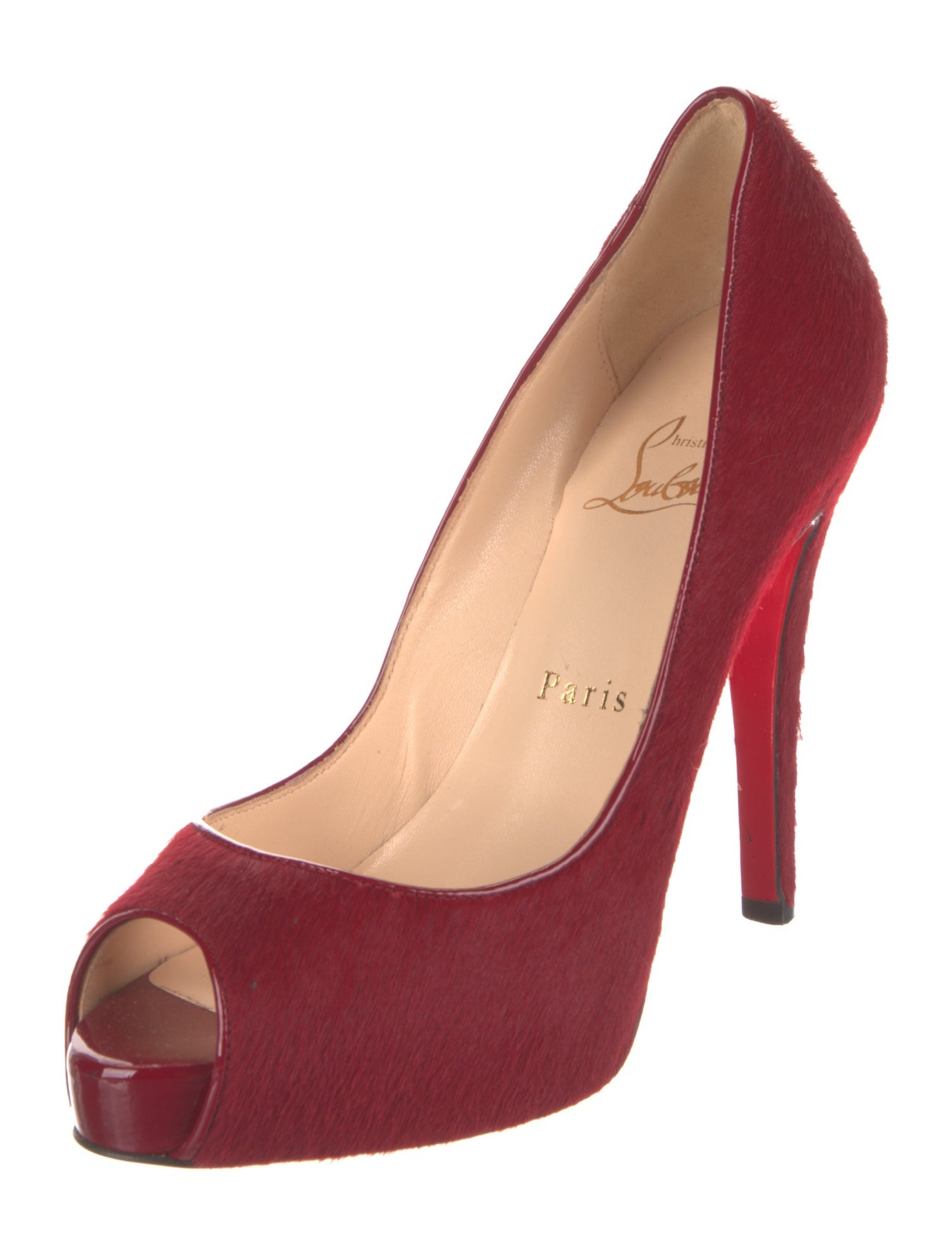 Christian Louboutin Ponyhair Fur Trim Pumps