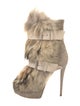 Christian Louboutin Suede Fur Trim Boots