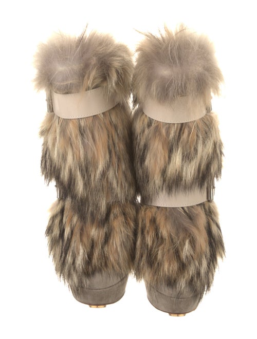 Christian Louboutin Suede Fur Trim Boots