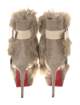 Christian Louboutin Suede Fur Trim Boots