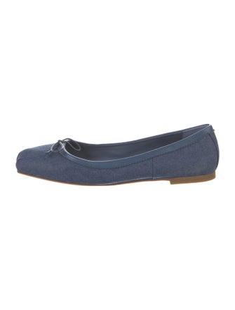 Christian Louboutin Denim Bow Accents Ballet Flats