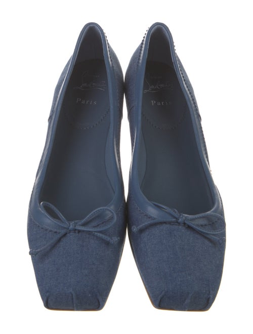 Christian Louboutin Denim Bow Accents Ballet Flats