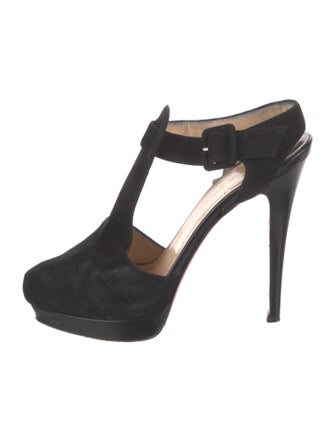 Christian Louboutin Suede T-Strap Pumps