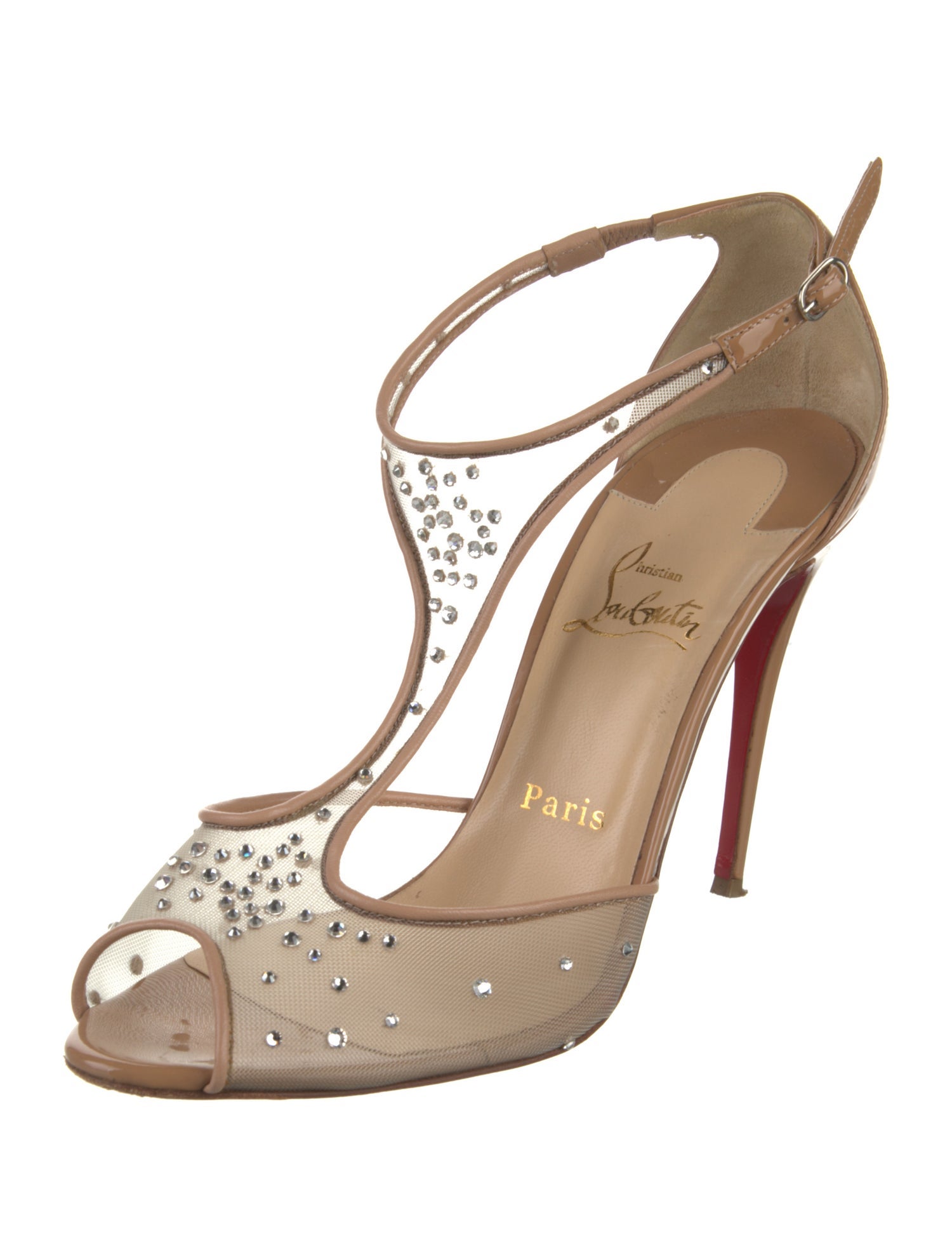 Christian Louboutin Mesh Mesh Accents T-Strap Pumps